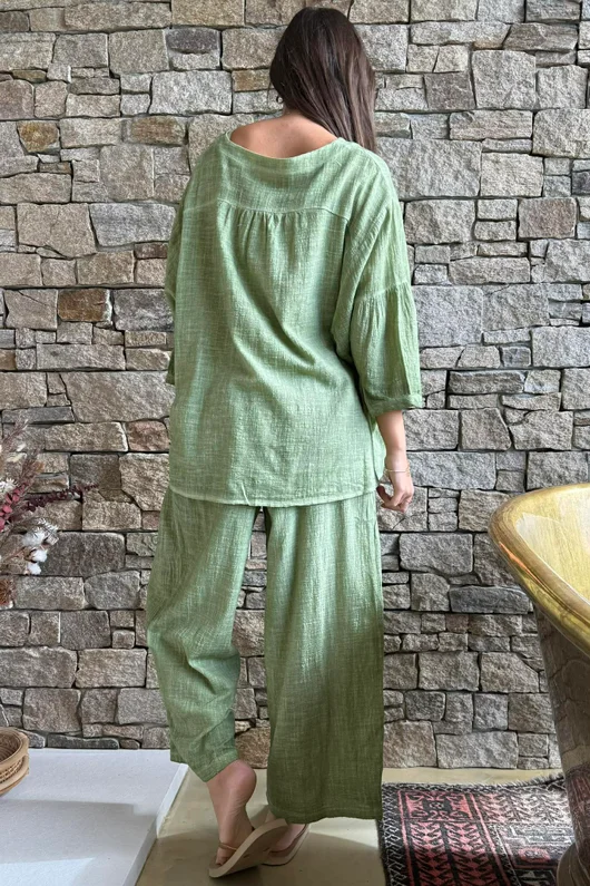 Loom & Thread Pin Tuck Blouse Washed Lawn /40=